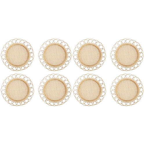 8 Pcs Bamboo Hollow Round Coasters Heat Insulation Mats 1