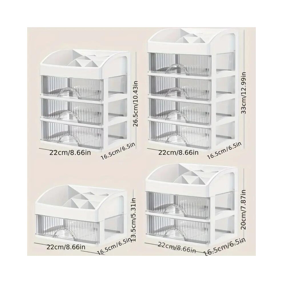 (Pink, 3 Layers(2 Drawers)) Drawer Type Desktop Storage Rack, Multifunctional Storage Holder For Cosmetics, Jewelry, Stationery, Home Organizer For Be 5052655477732