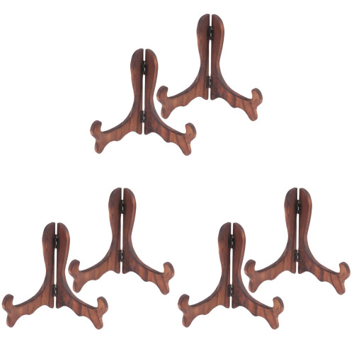 6 Pcs Plate Display Stand Dish Easel Rack Wood 1