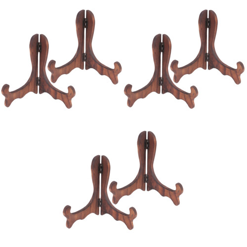 6 Pcs Plate Display Stand Dish Easel Rack Wood 2