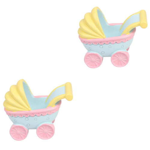 2pcs Stroller Resin Cake Topper Party Decor 2