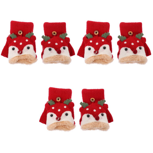 3 Pairs Kids Windproof Warm Half-Finger Gloves 2