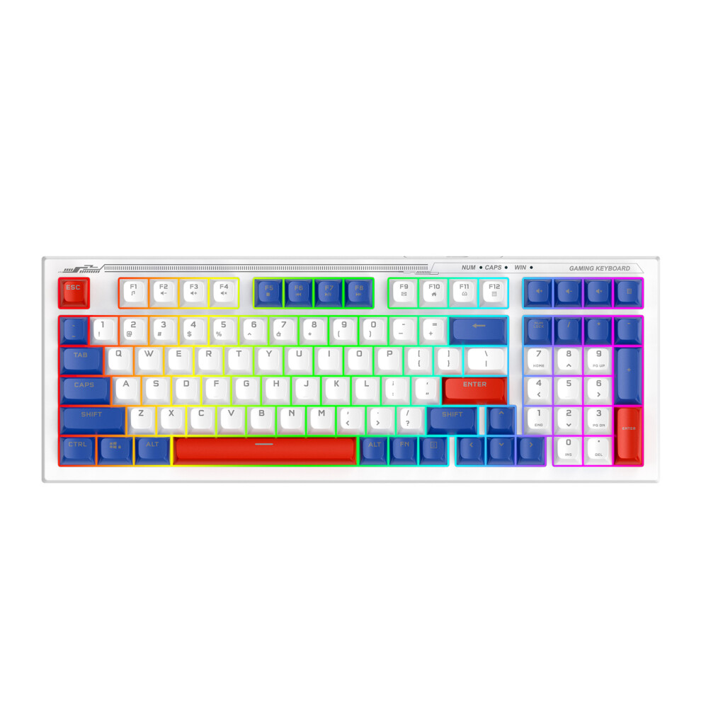 Gaming Keyboard & Mouse Combo, 98-Key, Rgb Backlight, Wired - Blue/White 7611346843737
