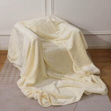 (Embosed Cream, Large (200×240)) Cozy Fleece Blanket with Multiple Designs: Luxurious Faux Fur Mink Throw for Ultimate Comfort soft