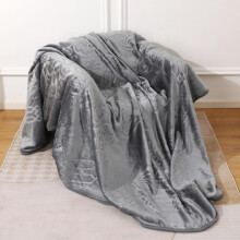 (Embosed Grey, Large (200×240)) Cozy Fleece Blanket with Multiple Designs: Luxurious Faux Fur Mink Throw for Ultimate Comfort soft