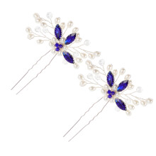 10 Pcs Blue Rhinestone U Shaped Hairpins Bridal Accessory