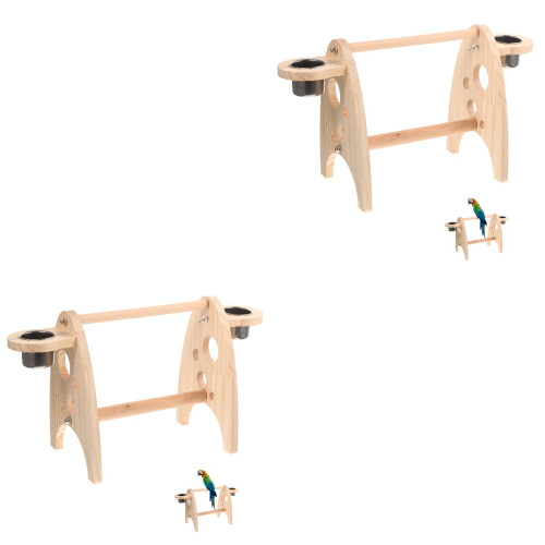 2 Sets Indoor Parrot Stand Bird Feeder Training Rack Cage Stand 2