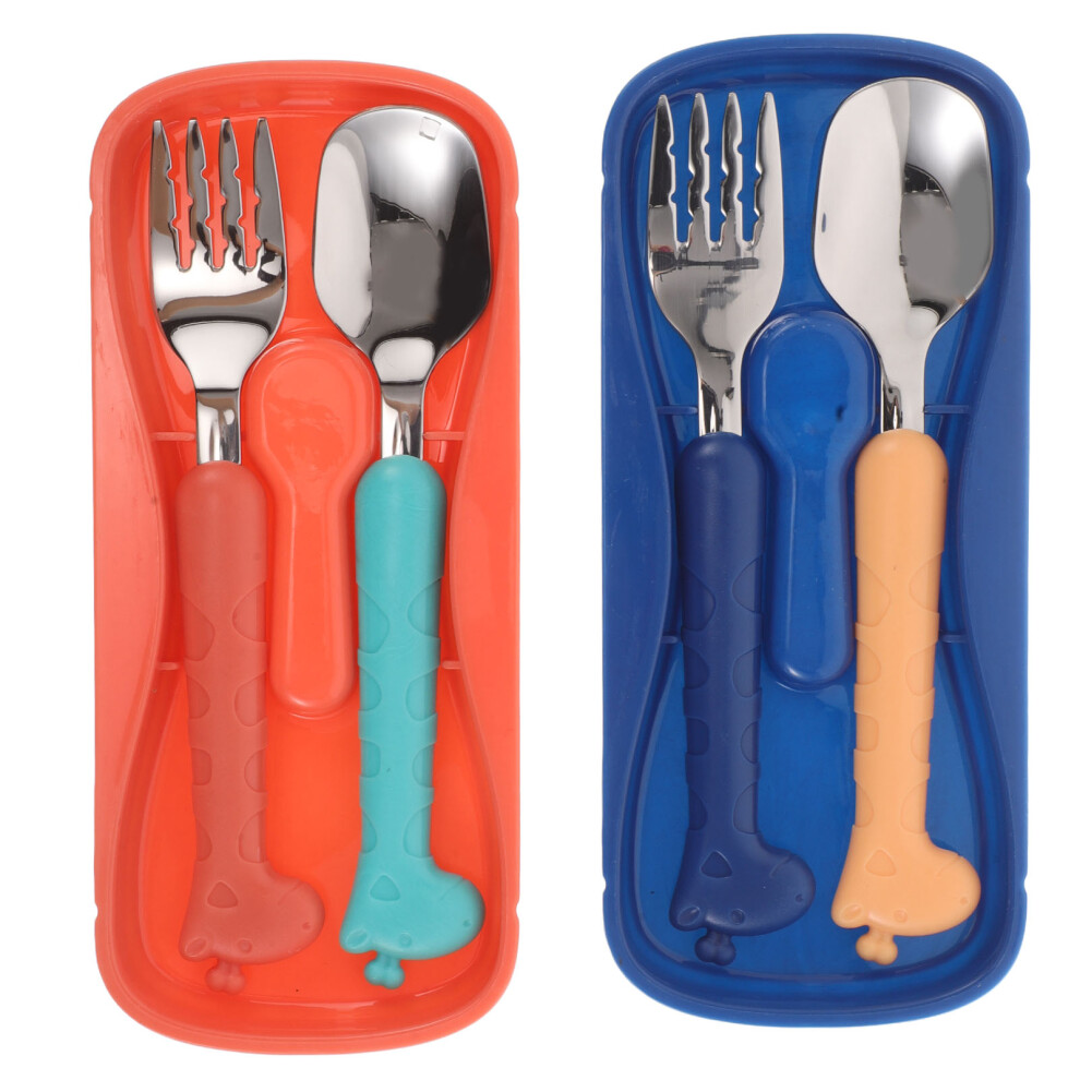 1 Set Toddler Stainless Steel Fork Spoon With Case Iplusmile