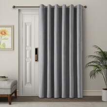 (Charcoal, 66" x 84" (168cm x 213cm)-Single Panel) Luxury Linen Curtains - 100% Blackout Ring Top Thermal Insulated Drapes, Thick Light Blocking Curtains