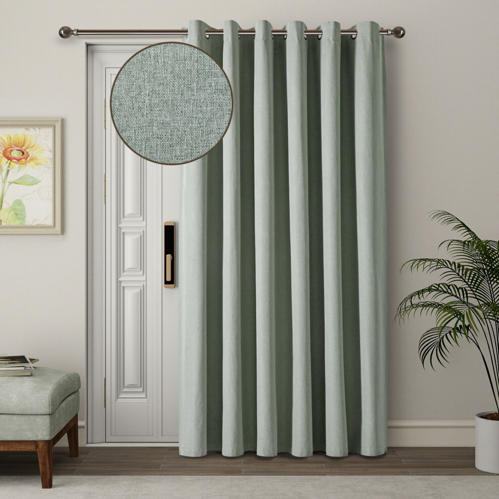 Bedlooms (Sage, 66" X 84" (168Cm X 213Cm)-Single Panel) Luxury Linen Curtains - 100% Blackout Ring Top Thermal Insulated Drapes, Thick Light Blocking Curtains Green