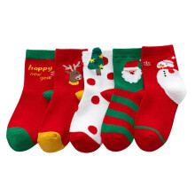 5 Pairs Christmas Socks for Children Mid-Tube