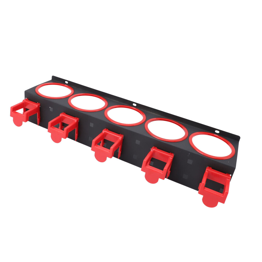 Robust & Garage Rack For Spray Bottles & Tools - 5 Hooks Red/Black 8781346859119