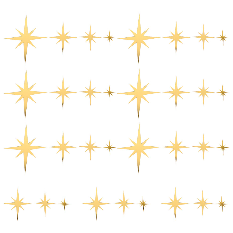 61Pcs Acrylic Star Mirror Wall Decals For Kids Bedroom Solustre