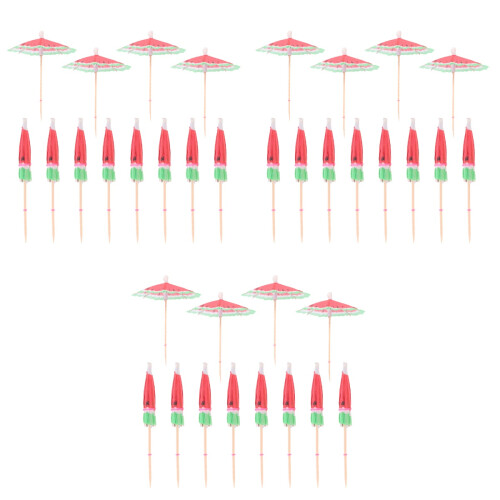 450 Pcs Watermelon Pattern Umbrella Picks Drink Toothpicks 2