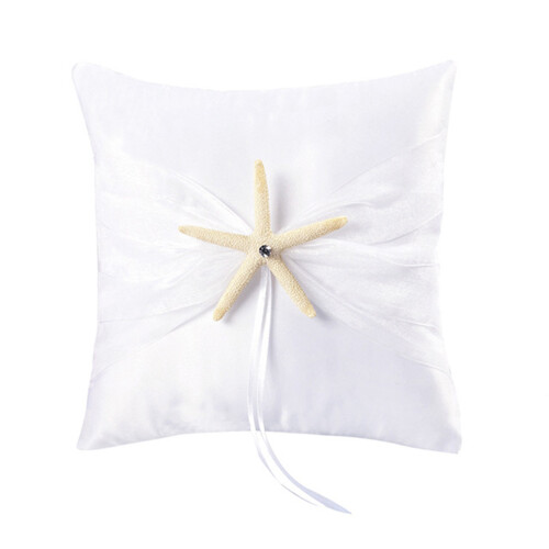 2pcs White Sea Star Ring Cushion Ocean Theme Wedding Pillow