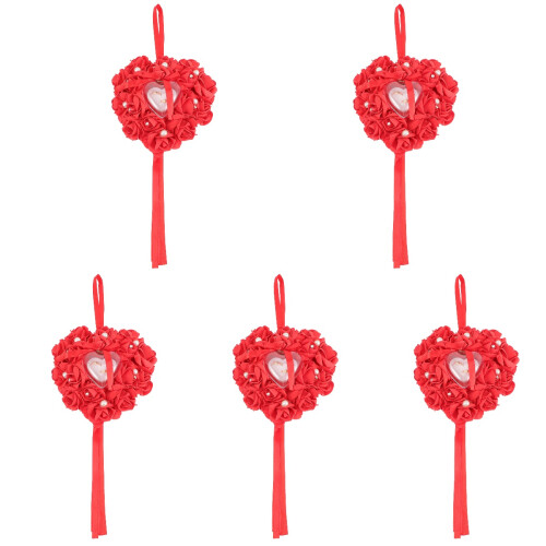 5pcs Heart Shaped Wedding Ring Pillows Box Holder 1