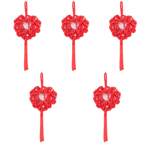 5pcs Heart Shaped Wedding Ring Pillows Box Holder 2
