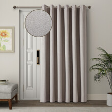 (Beige, 66" x 84" (168cm x 213cm)) 100% Blackout Curtains Thermal Insulated Ring-Top Eyelet Curtain Pair with Tiebacks