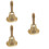 3pcs Copper Rattle Bell 6.5cm Wooden Handle Service Bell 7