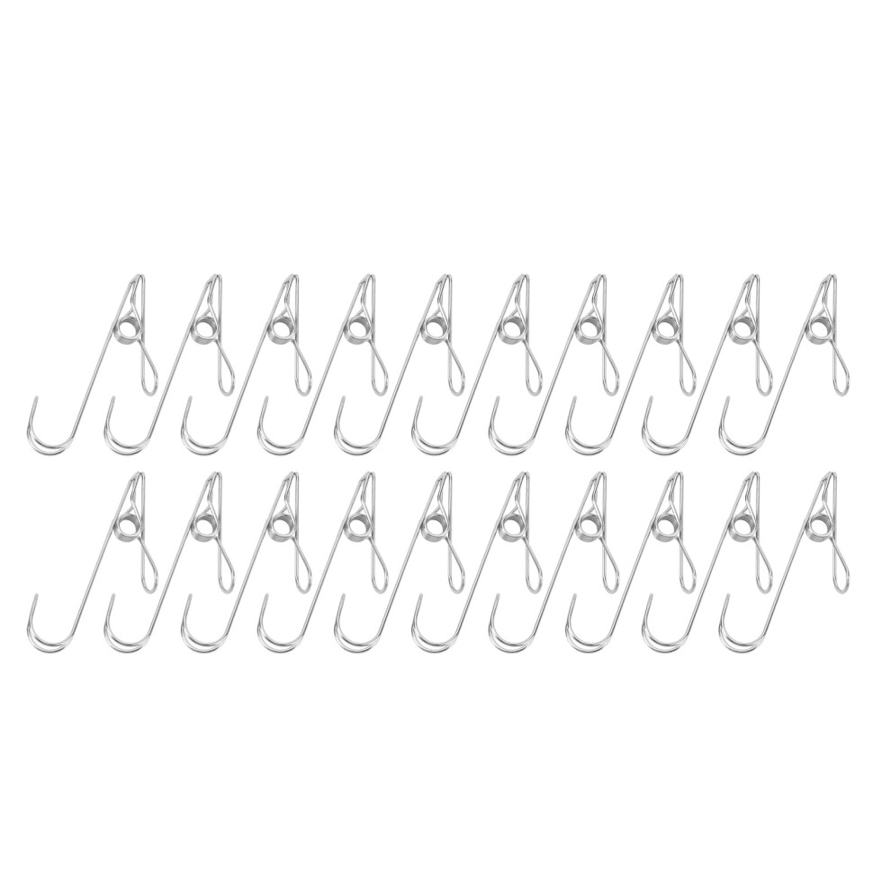 Versatile Hanging Hook Clips for Storage - 20 Stainless Steel Pieces