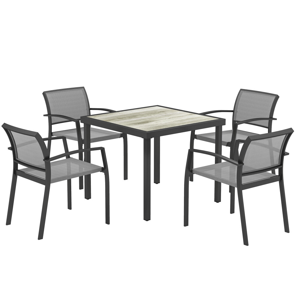 Garden Dining Set 5-Piece Grey Outdoor Patio Table and Chairs for Garden Deck and Outdoor Space-image-OPC-PKCM8Q9-NEW