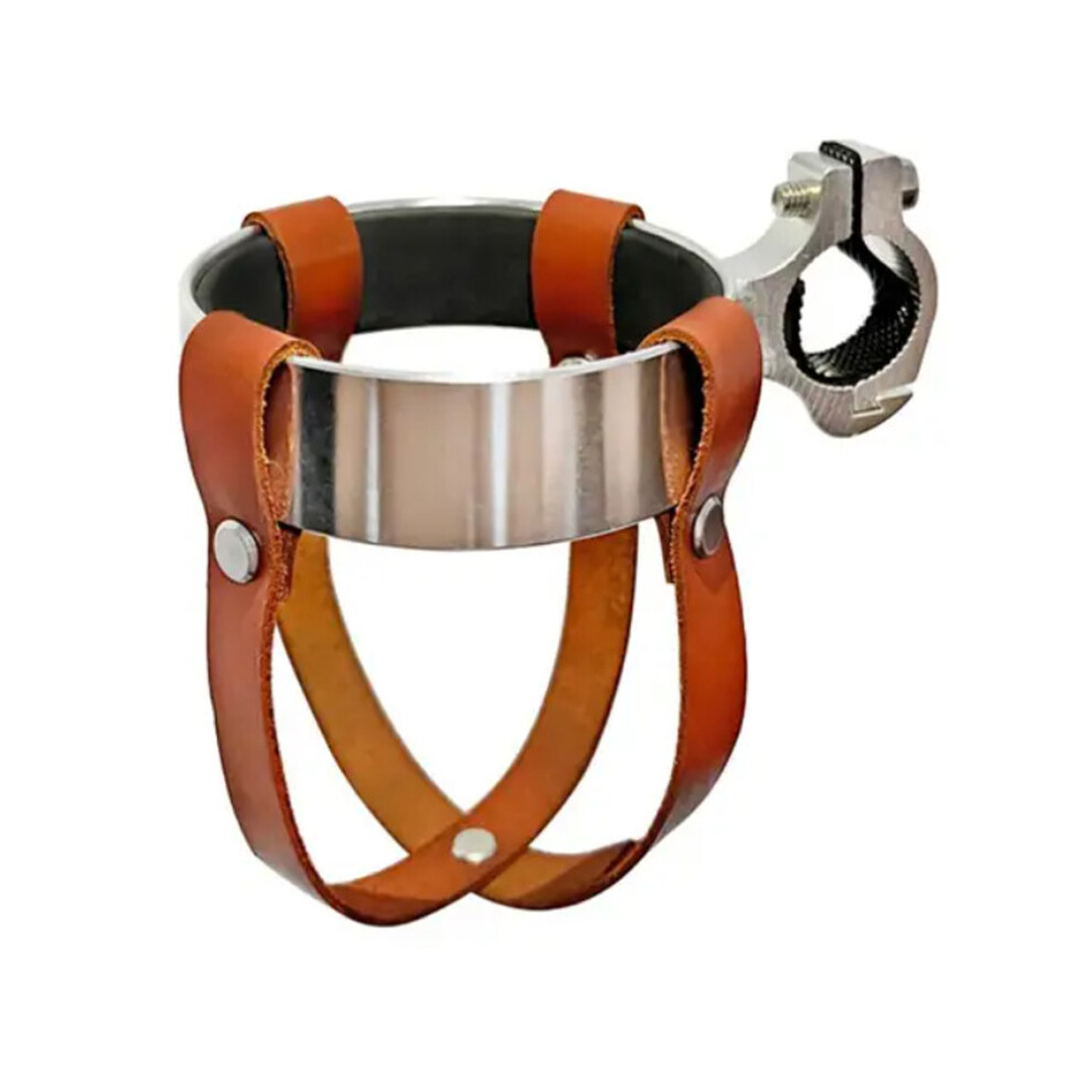 Leather Bike Bottle Holder for Handlebar, 140*120*70mm, Black/Brown-image-OPC-PKCM8SD-NEW