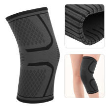 Kompressions-Kniebandage Anti-Rutsch-Sportstütze für Radfahren, Laufen, Schwarz (Größe M)