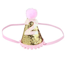 2 Pcs Baby Birthday Hat Photo Props Hair Accessories Golden