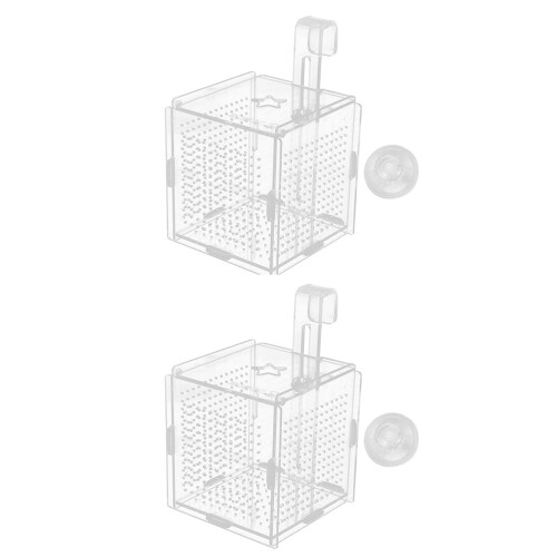 2 Sets Acrylic Breeder Box for Fish Tank with Hook Suction Cup