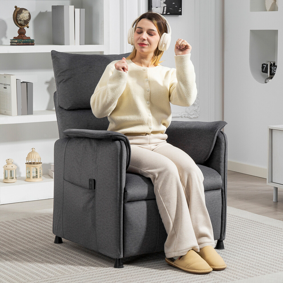 Homcom (Black) Electric Reclining Chair W/ Remote, Power Recliner For Elderly Black