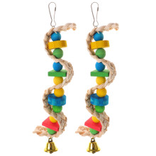 10 Pcs Hanging Bird Toy Wooden Teething Parrot Cage Toy