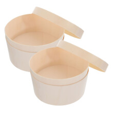2Stk Praktische Cake Case Aus Yangholz, Runde Dessert Box in Hellbraun