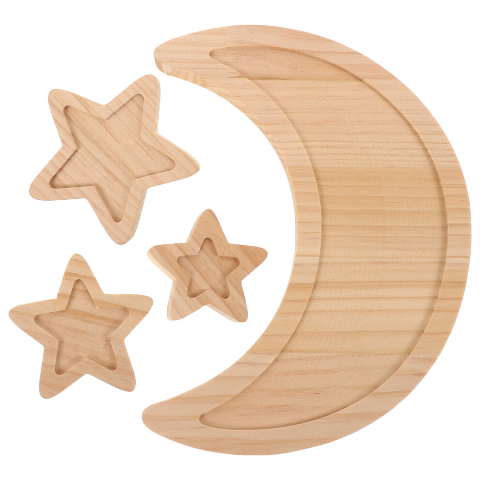 4Pcs Boho Moon Star Wooden Wall Hangings For Nursery Decor Artibetter