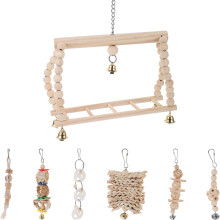 35 Pcs Bird Parrot Toys Hanging Bell Cage Swing Perch Chewing Wooden