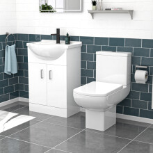 Nes Home 550mm White Basin Vanity & Square Rimless Close Coupled Toilet