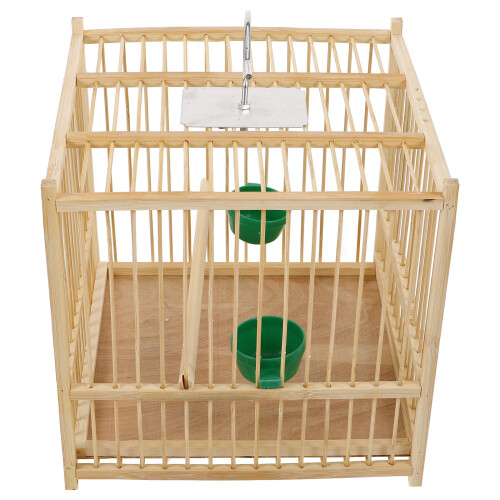 2 Sets Bamboo Parrot Cage with Hanging Hook Indoor Outdoor 2