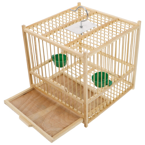 2 Sets Bamboo Parrot Cage with Hanging Hook Indoor Outdoor 1