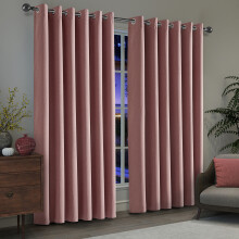 (Blush Pink, 90" x 90" (228cm x 228cm)) 100% Blackout Curtains Thermal Insulated Ring-Top Eyelet Curtain Pair with Tiebacks