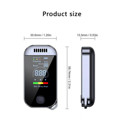 Digital LCD Breath Breathalyzer Test Alcohol Analyzer Detector 0.000~0.199% 2