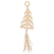 6Pcs Hand Woven Beige Xmas Tree Pendants Unique Festival Hanging Decor