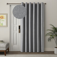 (Charcoal, 66" x 84" (168cm x 213cm)) 100% Blackout Curtains Thermal Insulated Ring-Top Eyelet Curtain Pair with Tiebacks
