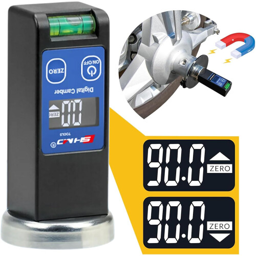 Camber Alignment Tool with Bubble Level and Base, Precision Digital Display for Car and SUV Caster Adjustments 1