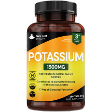 Potassium 1500mg Supplements 180 Vegan Potassium Tablets Electrolytes