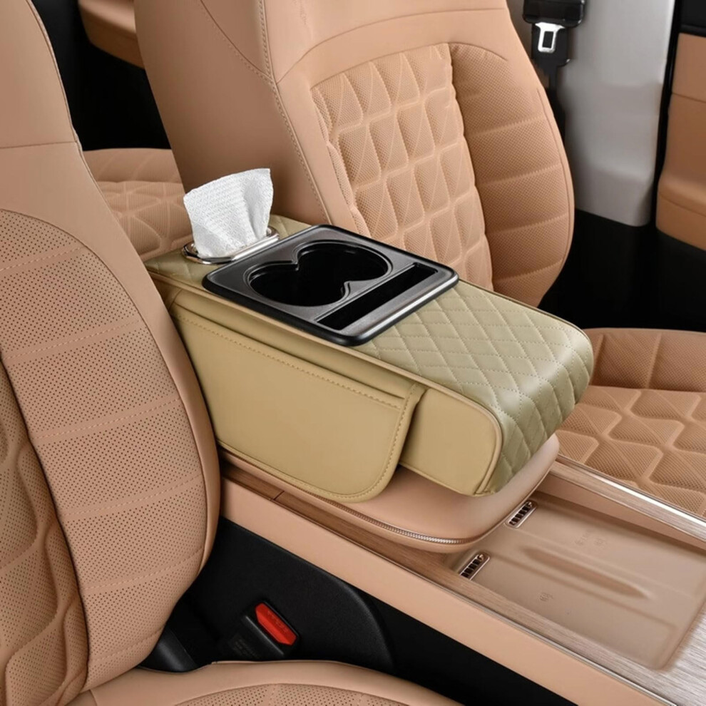 Car Armrest Pad For Volvo V60 Cross Country 2022 Onwards, Multifunctional Console Cushion With Storage Bag Beige 6447073488108