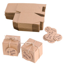 100 Sets Kraft Paper Gift Boxes Candy Party Favors with Tags