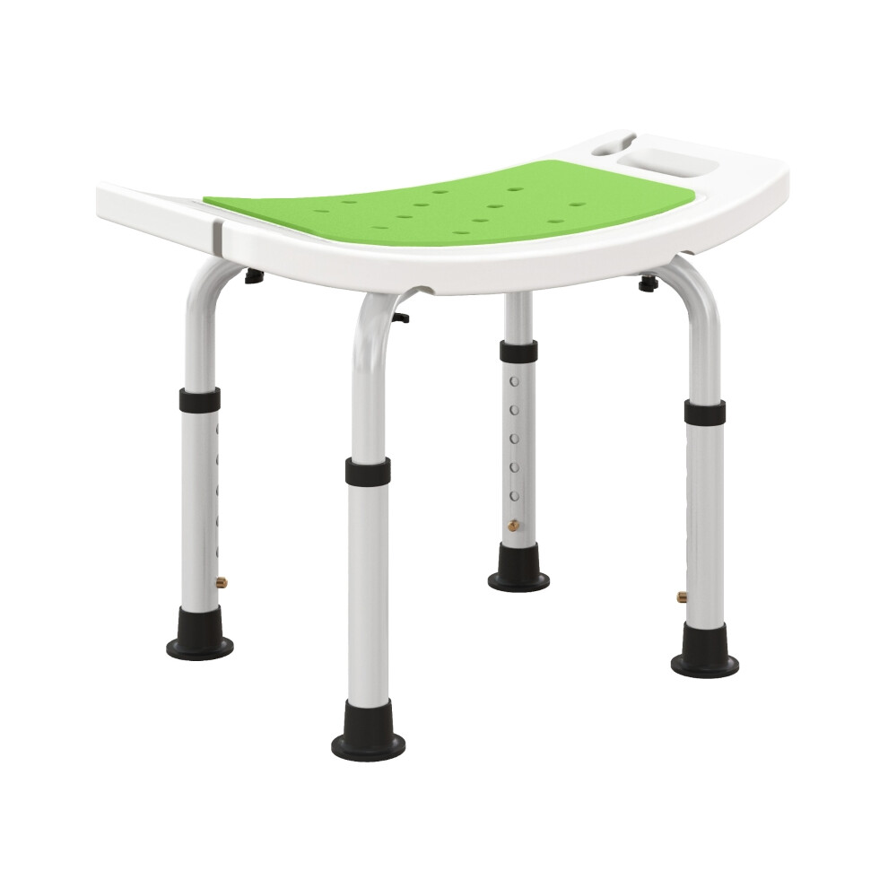 Aluminium Bath Stool with 6-Level Height Adjustment Non-Slip Seat Drainage Holes Green Bathroom Shower Chair Padded Comfort-image-OPC-PKCN2N9-NEW