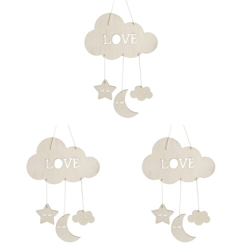 3pcs Kids Eyelashes Moon Stars Cloud Hanging Decor 1
