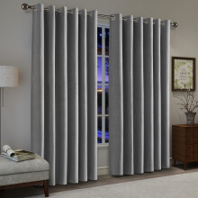 (Charcoal, 90" x 90" (228cm x 228cm)) 100% Blackout Curtains Thermal Insulated Ring-Top Eyelet Curtain Pair with Tiebacks