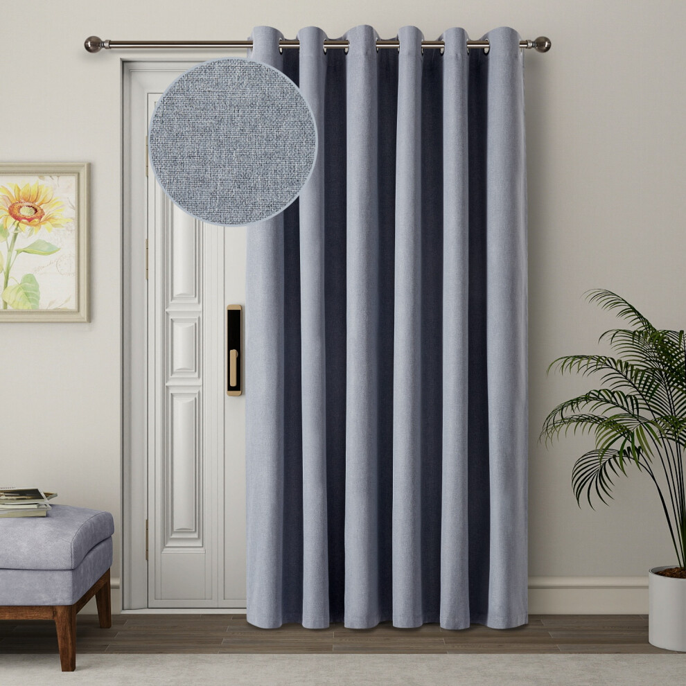 (Grey, 66" x 84" (168cm x 213cm)) 100% Blackout Curtains Thermal Insulated Ring-Top Eyelet Curtain Pair with Tiebacks-image-OPC-PKCPHBN-NEW