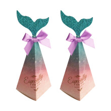 50 Pcs Mermaid Candy Boxes Triangle Pyramid Party Favors